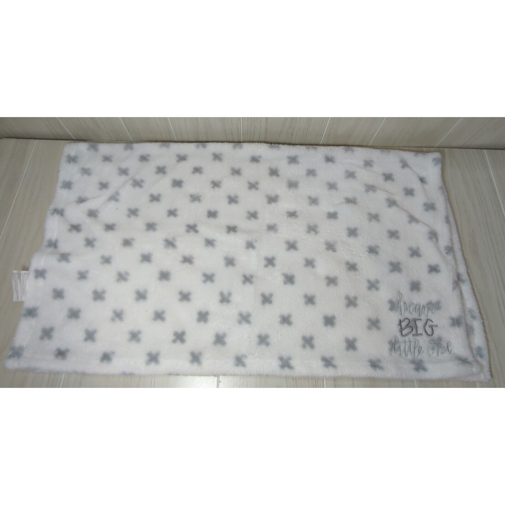 SL Home Fashions White Gray X Star pattern Dream Big little one Baby Blanket